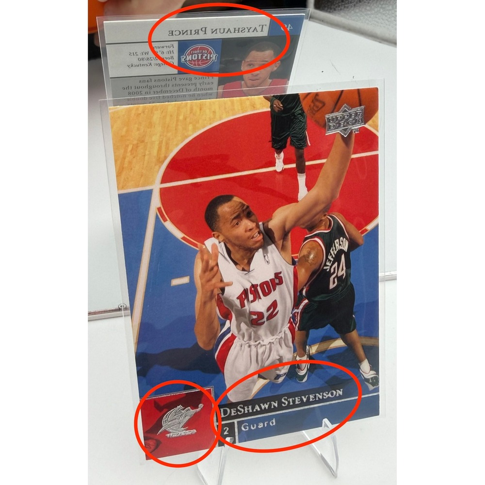 2009-10 Upper Deck Tayshaun Prince DeShawn Stevenson Error Card #49 Pistons